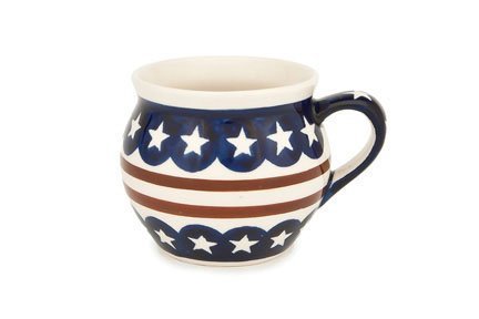 Polish Pottery Stars & Stripes Medium Bell Shape Mug