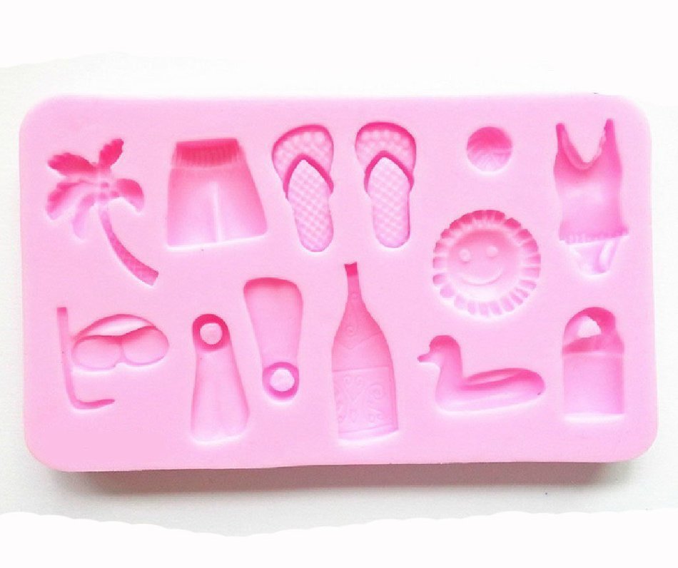 Happy Hour on the Beach Silicone Cake Mold Chocolate Mold Fondant Pudding Molds, Coconut, Glasses