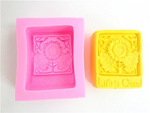Wocuz W0383 Life Is Good Sunflower Pattern Silicone Candle Making Mold Soap Mold DIY Craft Mould Cake Top Decoration