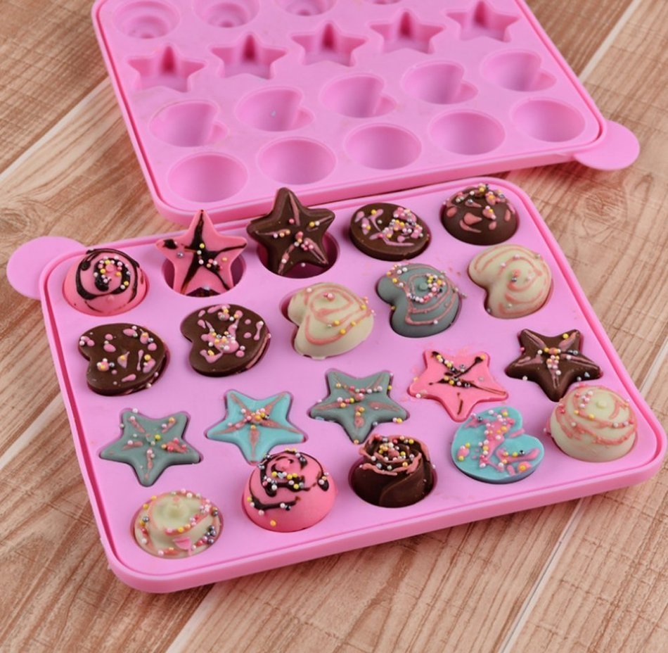 Dealglad Silicone Tray Pop Cake Stick Mould Lollipop Chocolate Party Cupcake Baking Mold (Smile)