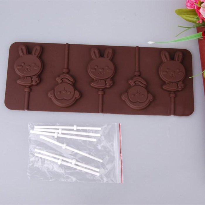 Dealglad Silicone Tray Pop Cake Stick Mould Lollipop Chocolate Party Cupcake Baking Mold (Smile) N3