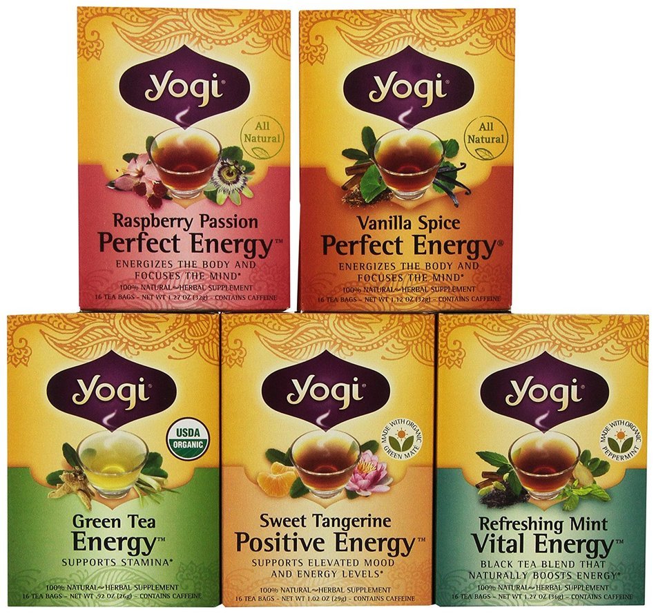 Yogi Tea Energy Tea 5 Flavor Variety Pack (Pack of 5)