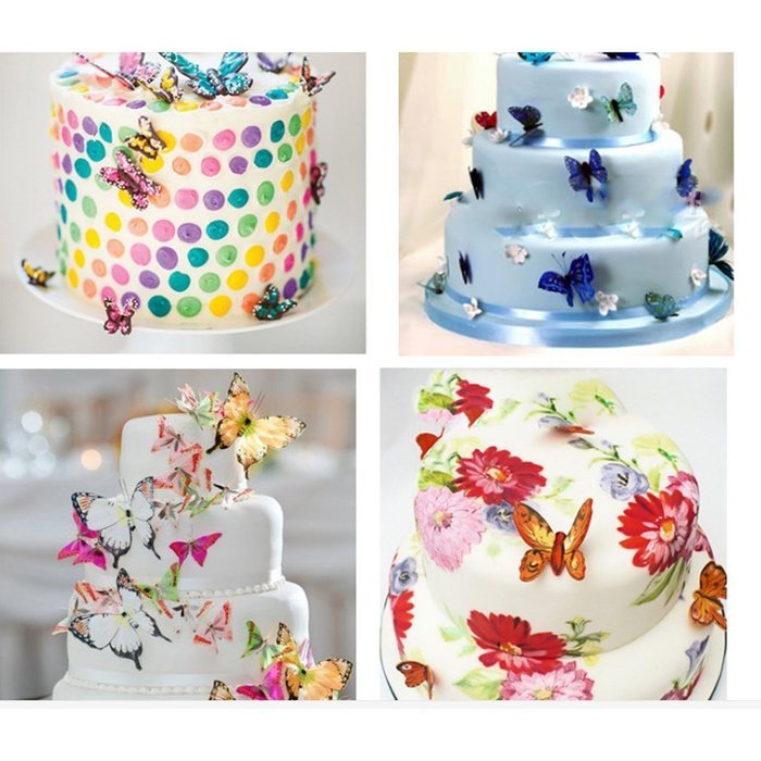 LeeQueen Edible Butterflies Cake Decorating Card Beautiful Butterfly Cake Variety Colors A Set Of 20(Random Distribution)