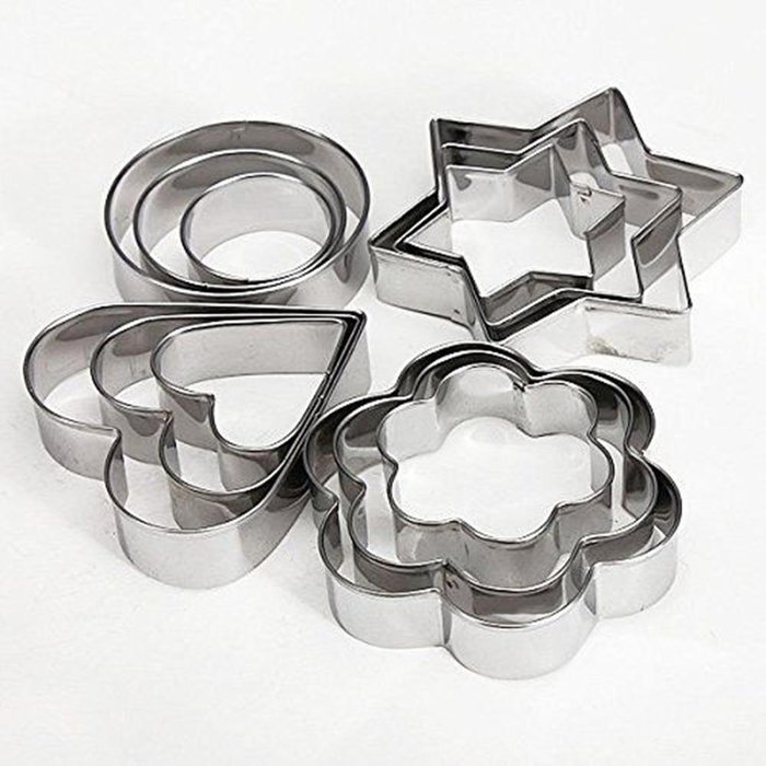 Cake & Cookie Cutters 12 Pcs Stainless Steel Flower Heart Biscuit Cake Cookied Mould Cutter