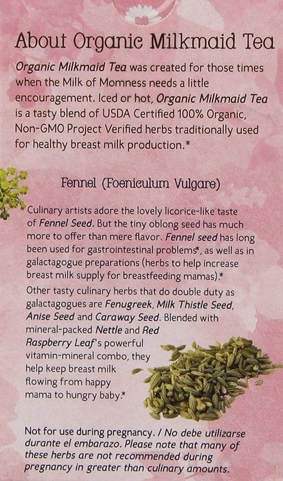 Earth Mama Angel Baby Organic Milkmaid Tea, 16 Teabags/Box (Pack of 6) 35 g. (1.23 oz. net wt.) N3
