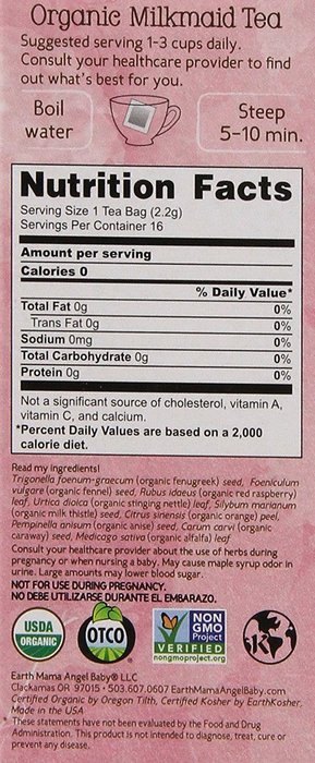 Earth Mama Angel Baby Organic Milkmaid Tea, 16 Teabags/Box (Pack of 6) 35 g. (1.23 oz. net wt.) N4