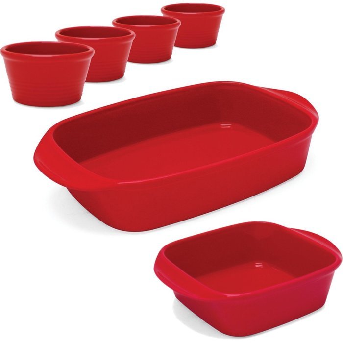 Chantal 6 Piece True Red Ceramic Classic Baking Set