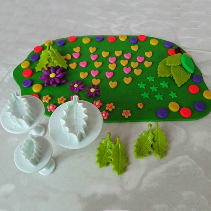 DUFUSTORE Fondant Cake Bread Decorating Sugarcraft Mold Cookie Plunger Cutters Tools Leaves N4