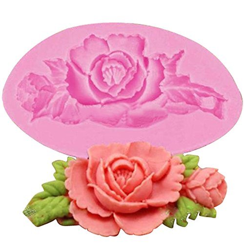 Lariy 1Pc 3D Rose Cake Mold Baking Fondant Silicone Mould DIY Cupcake Pastry Tools pink N5