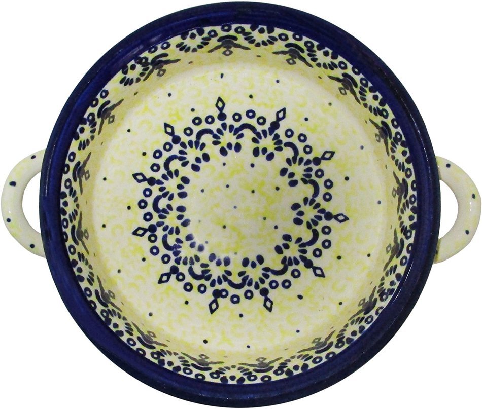 Boleslawiec Stoneware - Polish Pottery Small Round Baker w/ Handles - Eva's Collection