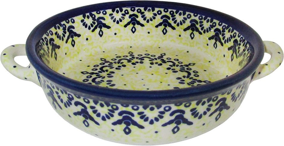 Boleslawiec Stoneware - Polish Pottery Small Round Baker w/ Handles - Eva's Collection N2
