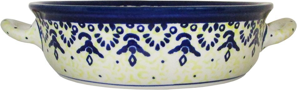 Boleslawiec Stoneware - Polish Pottery Small Round Baker w/ Handles - Eva's Collection N3