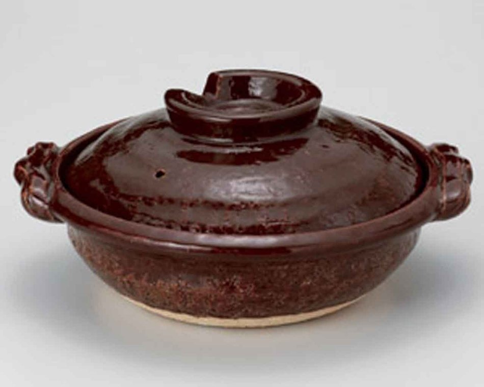 Candy-Glaze for 2-3 persons 8.9inch Donabe Japanese Hot pot Brown Ceramic Made in Japan