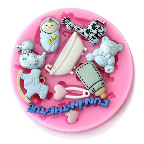 Longzang F0488 Baby Shower Fondant Silicone Sugar Craft Mold, Mini, Pink