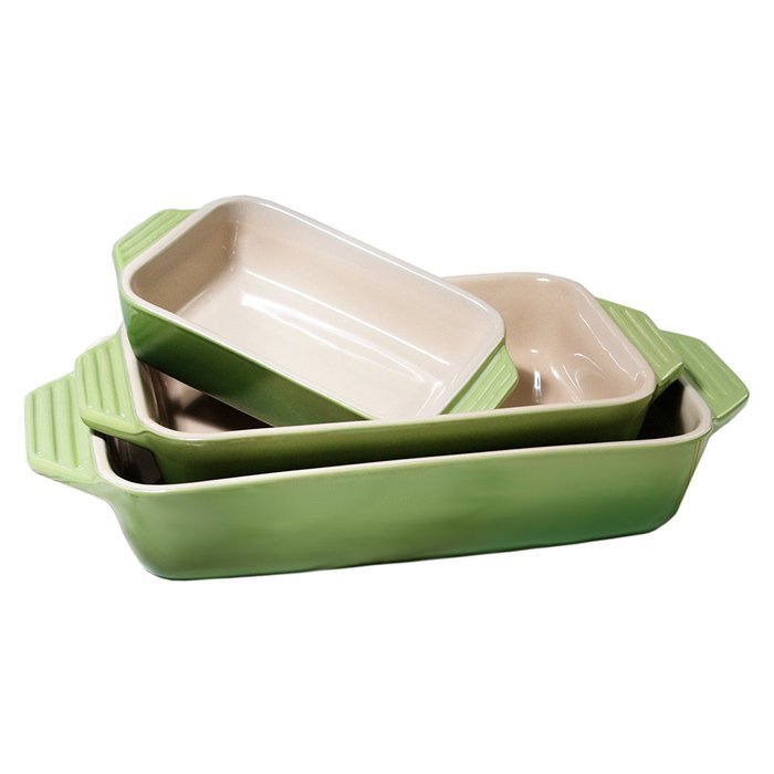Le Creuset 3 Piece Soleil Yellow Stoneware Rectangular Casserole Dish Set N4
