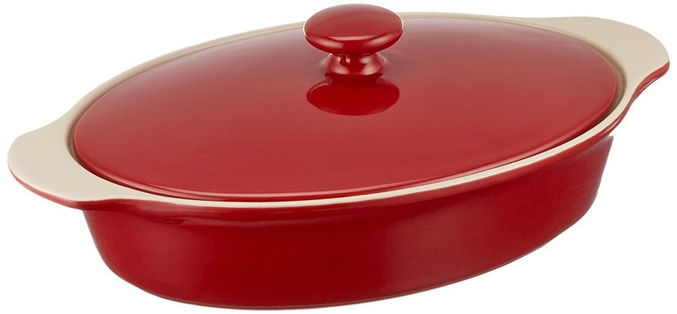 The Mexican Kitchen by Rick Bayless Oval Casserole with Lid, Small, Red N3