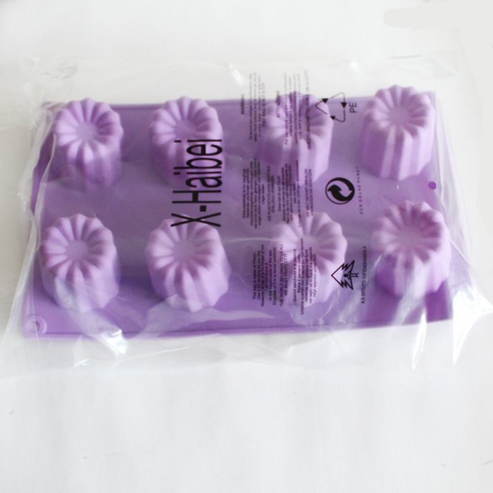 X-Haibei Silicone Mold Muffin Jello Cake Baking Pan 8-cavity 2x2inch Canneles Mould N3