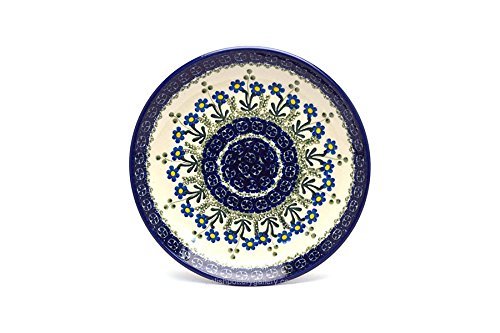 Polish Pottery Plate - Salad/Dessert (7 3/4") - Blue Spring Daisy