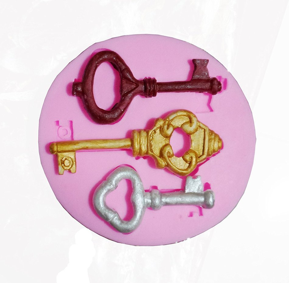 Yunko Three Keys Soft Silicone Fondant Cake Decorating Mould Chocolate Candy Sugar Mold