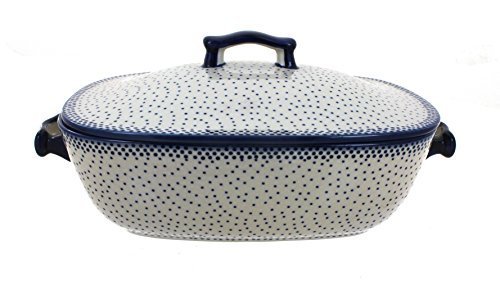 Polish Pottery Small Dots Roaster with Lid