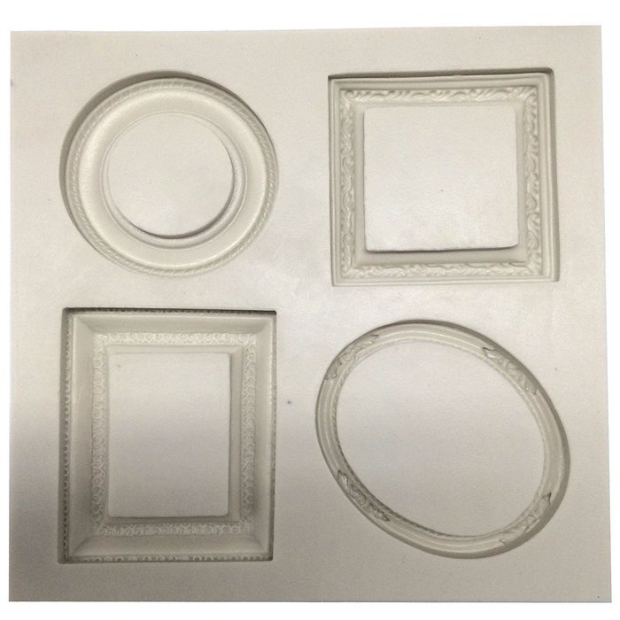Funshowcase Mirror Frame Candy Silicone Mold, 4 in Set for Sugarcraft, Cake Decoration, Cupcake Topper, Chocolate... N4
