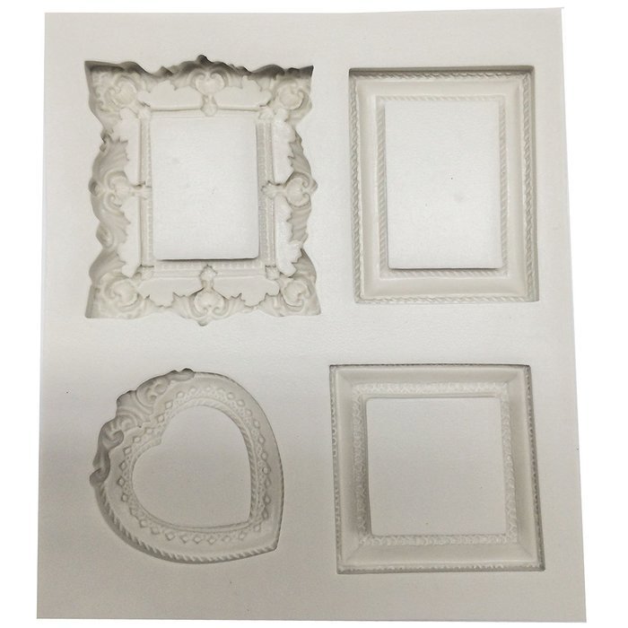 Funshowcase Mirror Frame Candy Silicone Mold, 4 in Set for Sugarcraft, Cake Decoration, Cupcake Topper, Chocolate... N5
