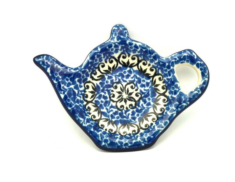 Polish Pottery Tea Bag Holder - Peacock Feather