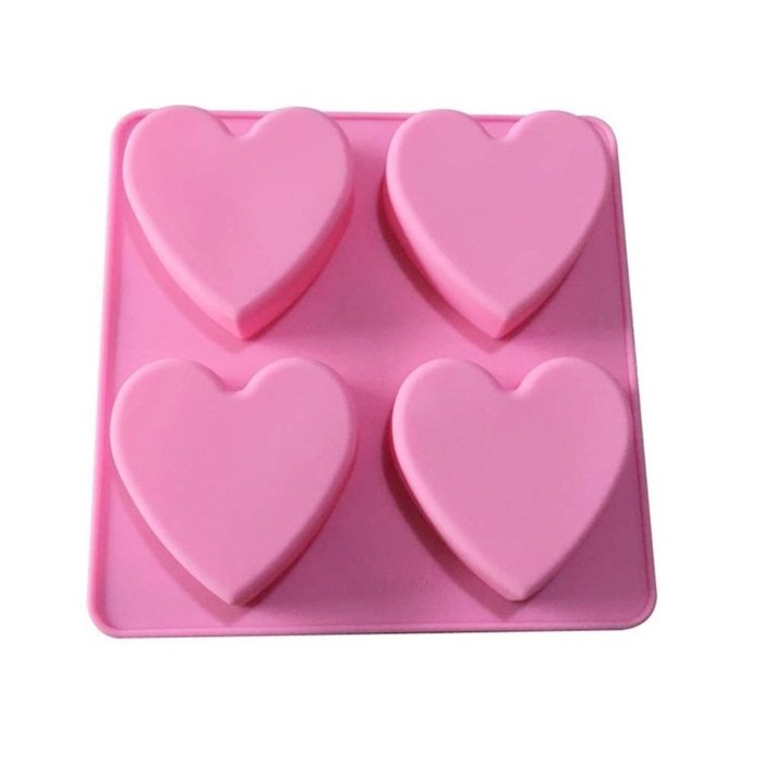 Allforhome(TM) Heart Shape 4 Cavities Silicone Cake Baking Mold Cake Pan Muffin Cups Handmade Soap Molds Biscuit... N2