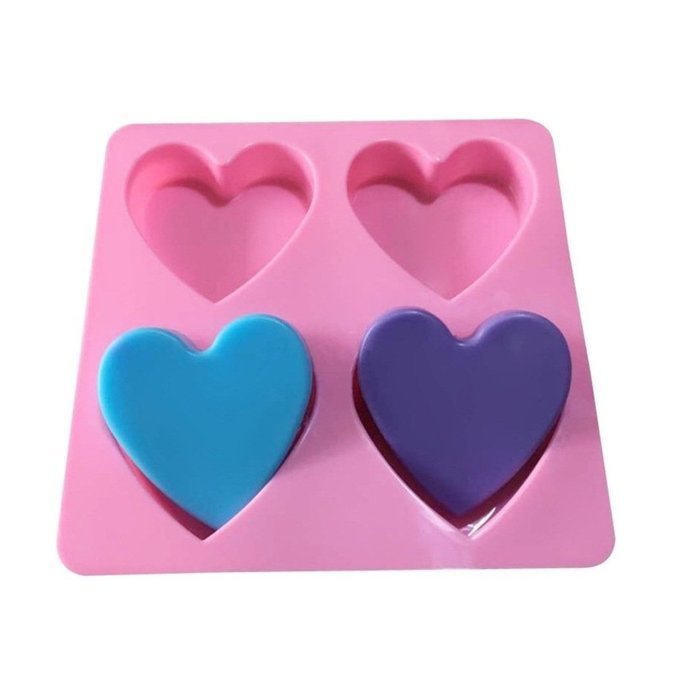 Allforhome(TM) Heart Shape 4 Cavities Silicone Cake Baking Mold Cake Pan Muffin Cups Handmade Soap Molds Biscuit... N3
