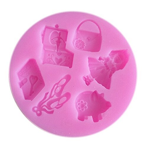 Autek Girl Music Box Diary Pig Fondant Soap Cake Cookie Decorating Silicone Mold #146 N3