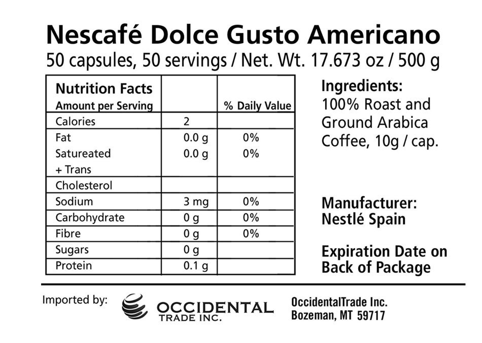 50 x Nescafe Dolce Gusto Coffee Capsules - 50 x Americano Capsules N3