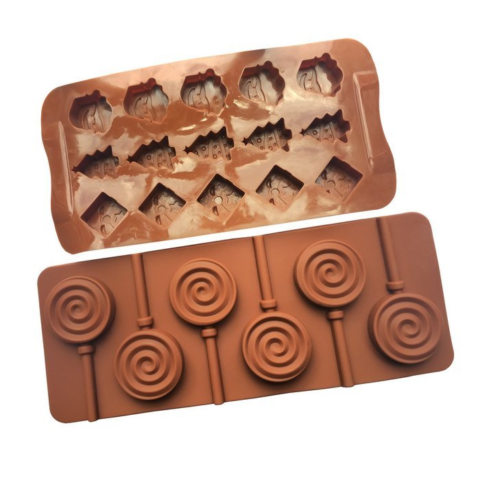 LuckyZ 2 Pack Christmas & Lollipop Silicone Ice Cube Mold Candy Chocolate Cup Cake Decorating Mold Tool N2