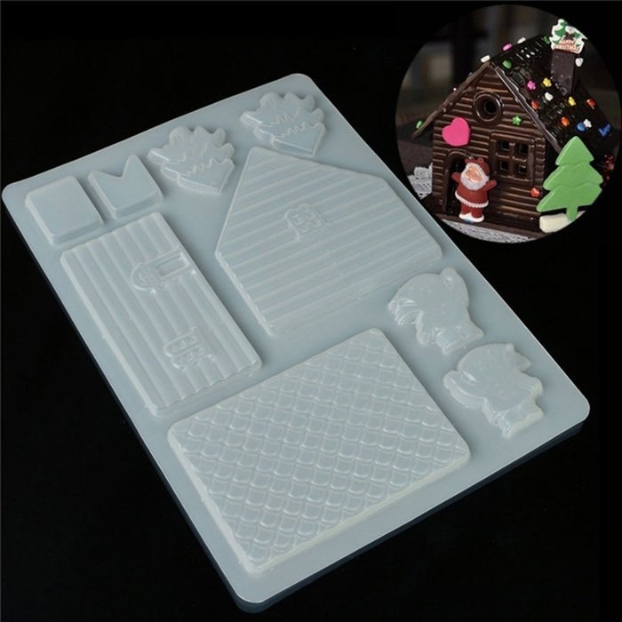 Beauty Clubs 3D House Door DIY Silicone Fondant Mould Cake Decoration Chocolate Cutter Mold N3