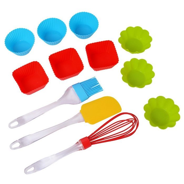 Hoomall 1 Set Baking Kitchen Set Includes Whisk Brush Spreader Muffin Cups(Rom Color) N4