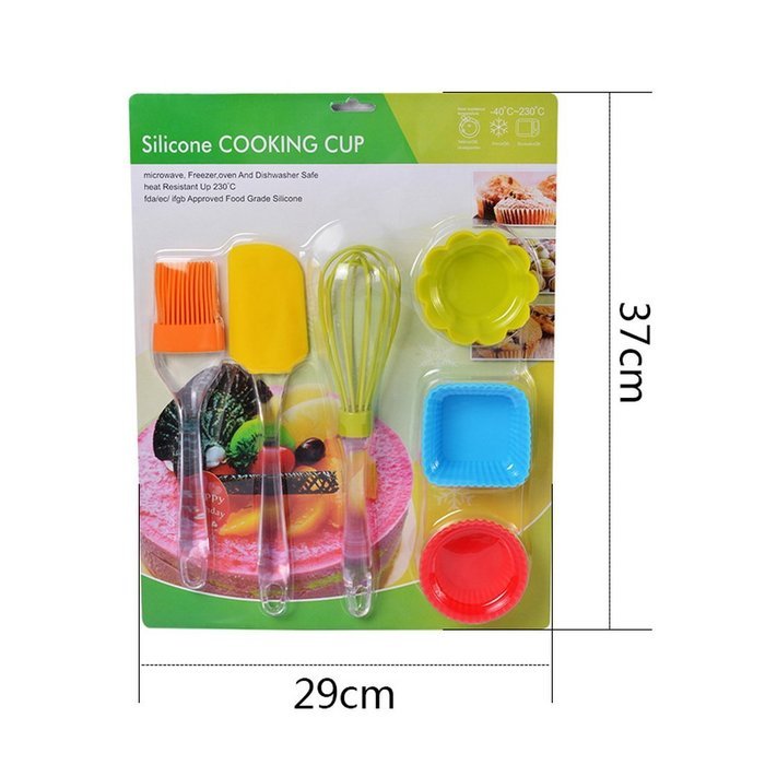 Hoomall 1 Set Baking Kitchen Set Includes Whisk Brush Spreader Muffin Cups(Rom Color) N7
