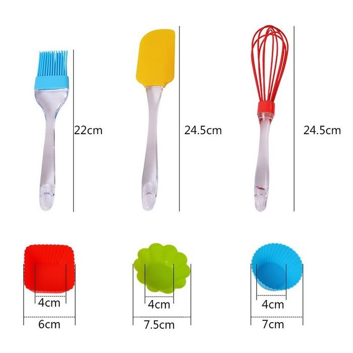 Hoomall 1 Set Baking Kitchen Set Includes Whisk Brush Spreader Muffin Cups(Rom Color) N8