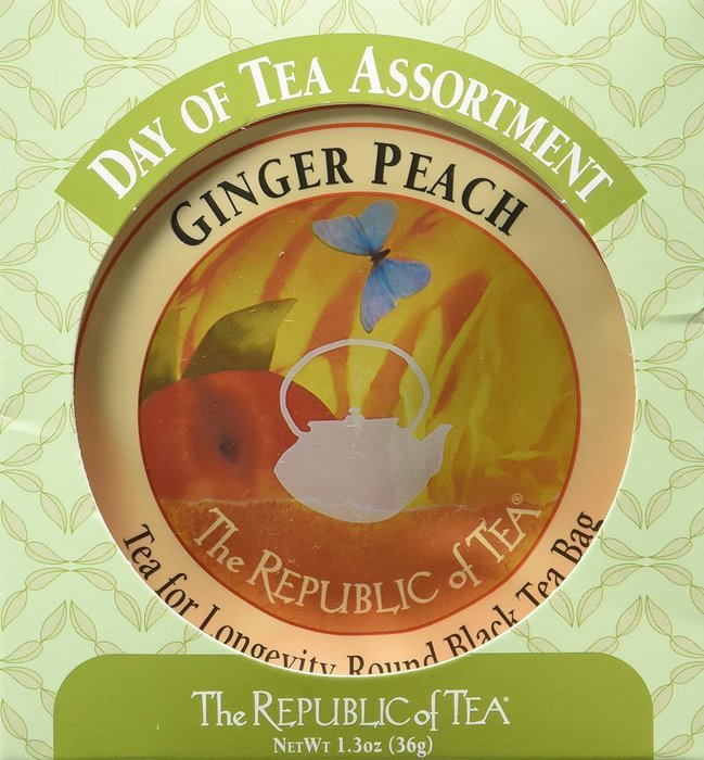 The Republic Of Tea Ginger Peach Black Tea, 50 Tea Bags, Premium Ingredients, Gourmet Longevity Tea N12