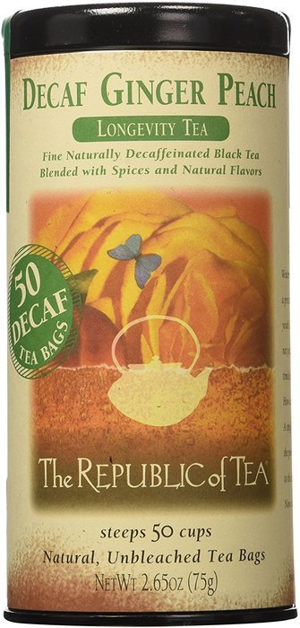 The Republic Of Tea Ginger Peach Black Tea, 50 Tea Bags, Premium Ingredients, Gourmet Longevity Tea N60