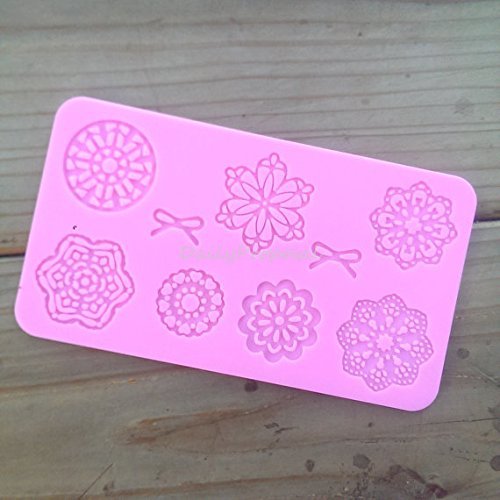 Flower Star Doily Silicone Embossing Mold Ribbon Bow Gum Paste Fondant Cake Lace Decorating Sugar Craft Mat N3