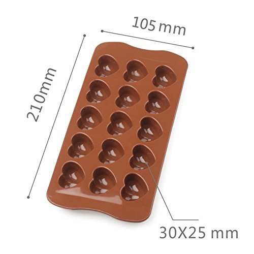 Silicone Chocolate Molds Candy Mold & Ice Cube DIY Baking Trays Heart Shaped Jelly Pan 15-Cavity(1 PCS) N6