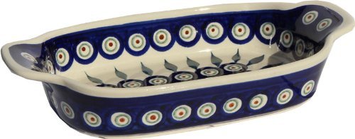 Polish Pottery Rectangular Serving Dish From Zaklady Ceramiczne Boleslawiec #1281-56 Peacock, Length: 10" Width...