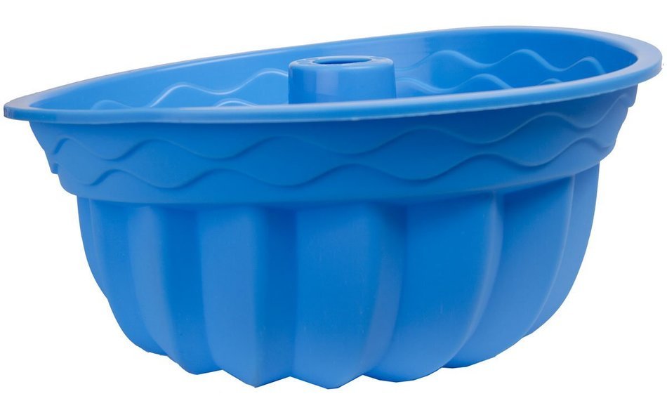 Bundt Cake Mold - Round 9.5x4 Inch Silicone Pan - Blue N4