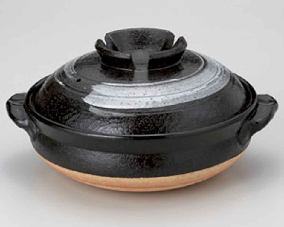 Tenmoku Brush for 5-6 persons 13.4inch Donabe Japanese Hot pot Black Ceramic Made in Japan