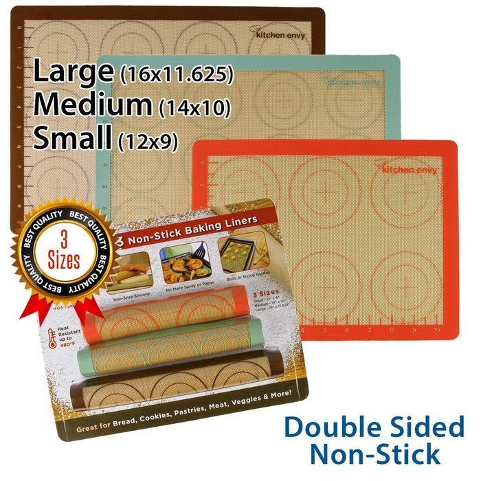 3 Non-Stick Baking Liners Plus Amazing Brownie Pan N4