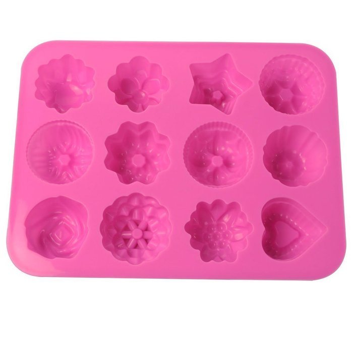 DGI MART Home Kitchen Use Frozen Food Candy Cookie DIY Making Mold Tray 12-cavity Flowers Shaped Ice Cake Chocolate... N2