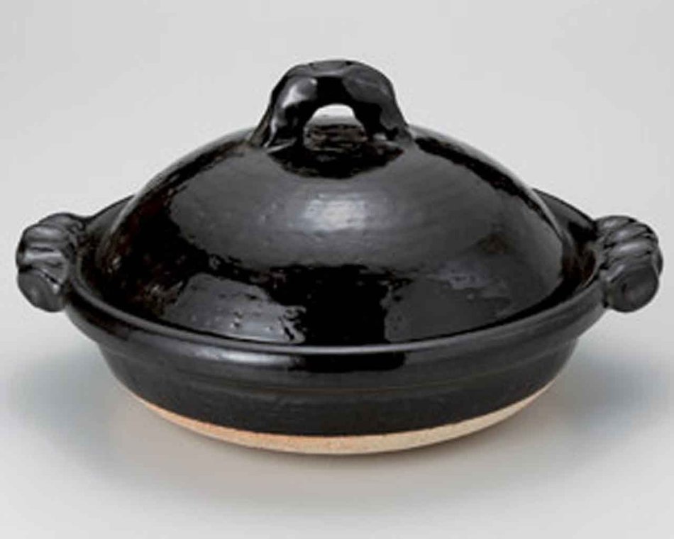 Black-Glaze for 6-8 persons 15.4inch Donabe Japanese Hot pot Black Ceramic Made in Japan