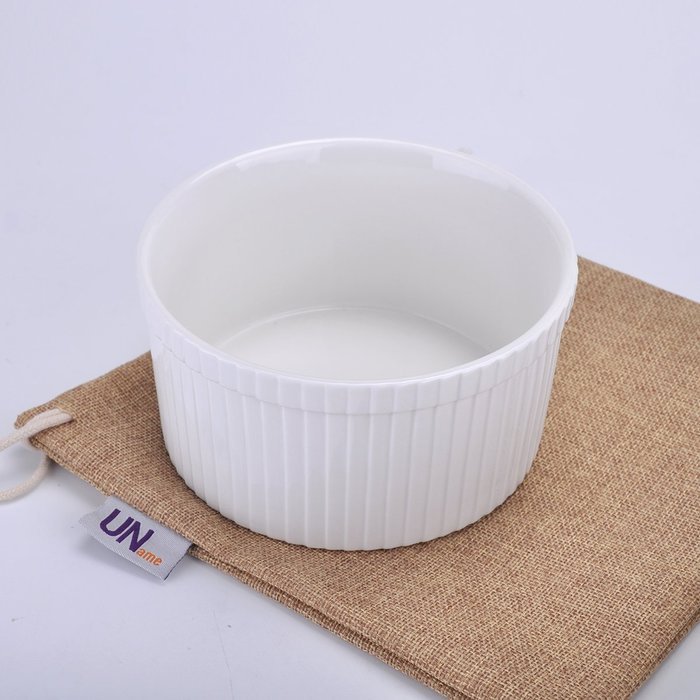 UName Set of 3 Ramekins & Souffl&eacute; Dishes, White, UN292 N3