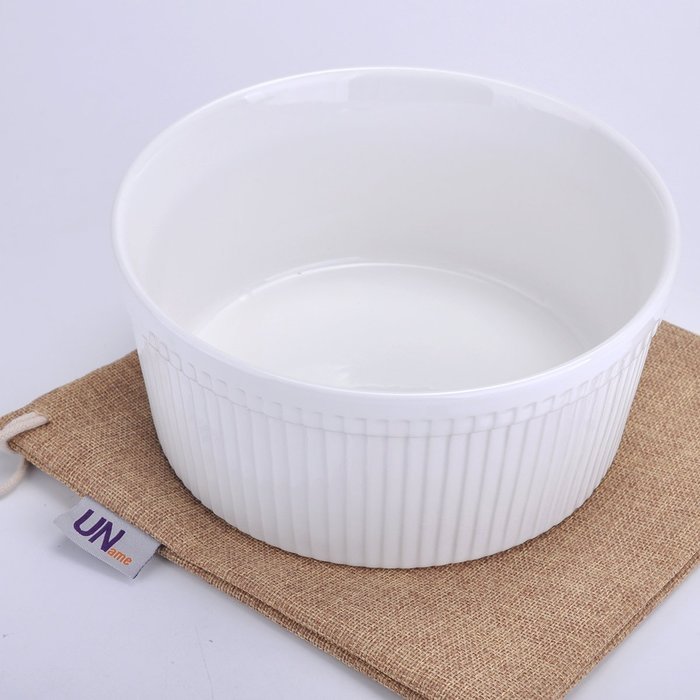 UName Set of 3 Ramekins & Souffl&eacute; Dishes, White, UN292 N4
