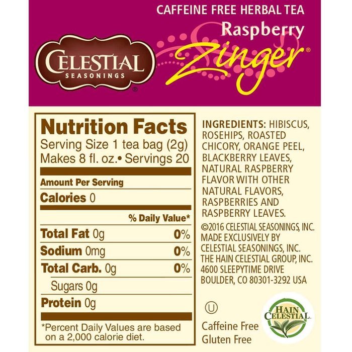 Celestial Seasonings Wild Berry Zinger Herbal Tea, 20 Count (Pack of 6) N8
