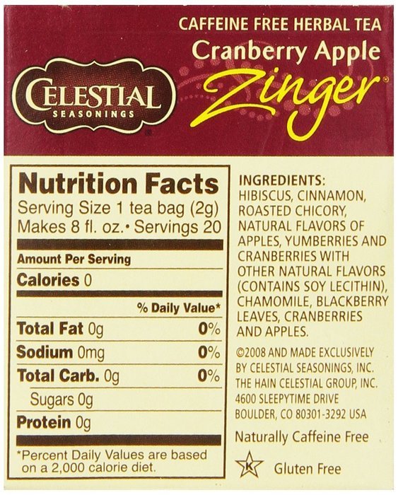 Celestial Seasonings Wild Berry Zinger Herbal Tea, 20 Count (Pack of 6) N13